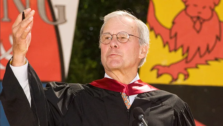 Fomer NBC anchorman Tom Brokaw delivered the Commencement address to graduating students