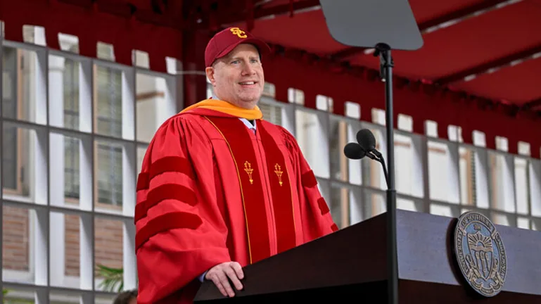 Marvel Studios chief Kevin Feige delivered the commencement address.