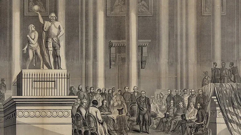 Engraving of the inauguration of Zachary Taylor by Wm. Croome