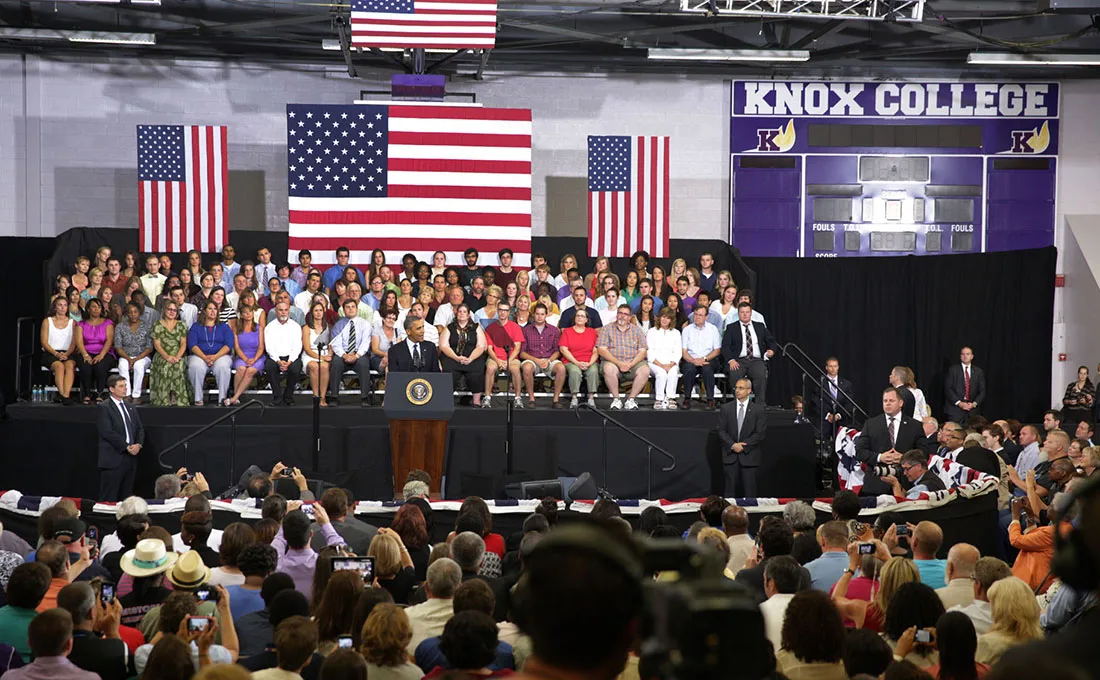 Obama delivers a speech on the economy at Knox College in Galesburg, Ill., July 24, 2013