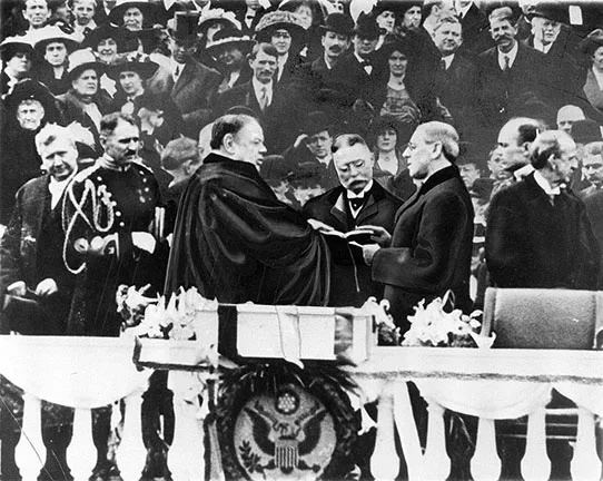 Woodrow Wilson takes the oath of office for his first term of the Presidency in Washington, DC.
