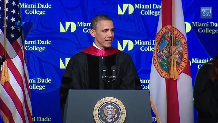 Obama Delivers Commencement Address at Miami Dade College.